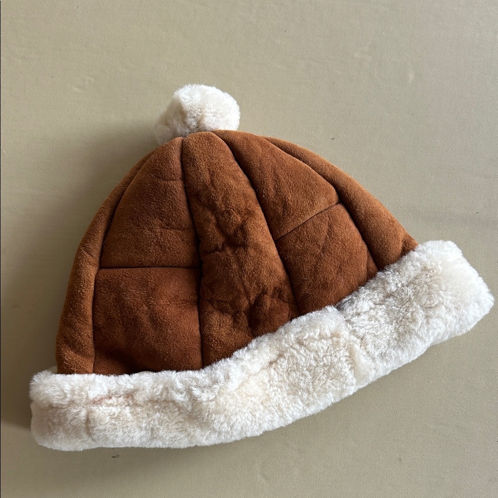 Vintage shearling handmade hat / toque size M-L